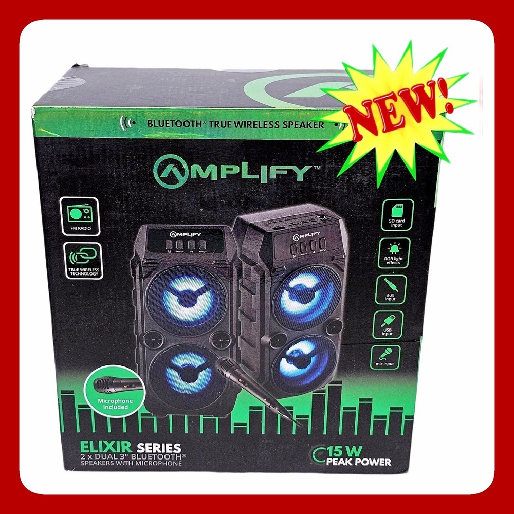 Amplify Elixir Series True Wireless Speaker Set 15W RGB AM-3900-3-BUN Brand New